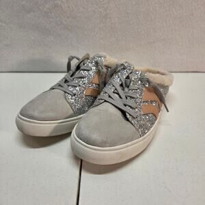 DV Dolce Vita Rush Glitter Faux Fur Lined Slip-On Sneakers Silver Size 8.5 NWOT